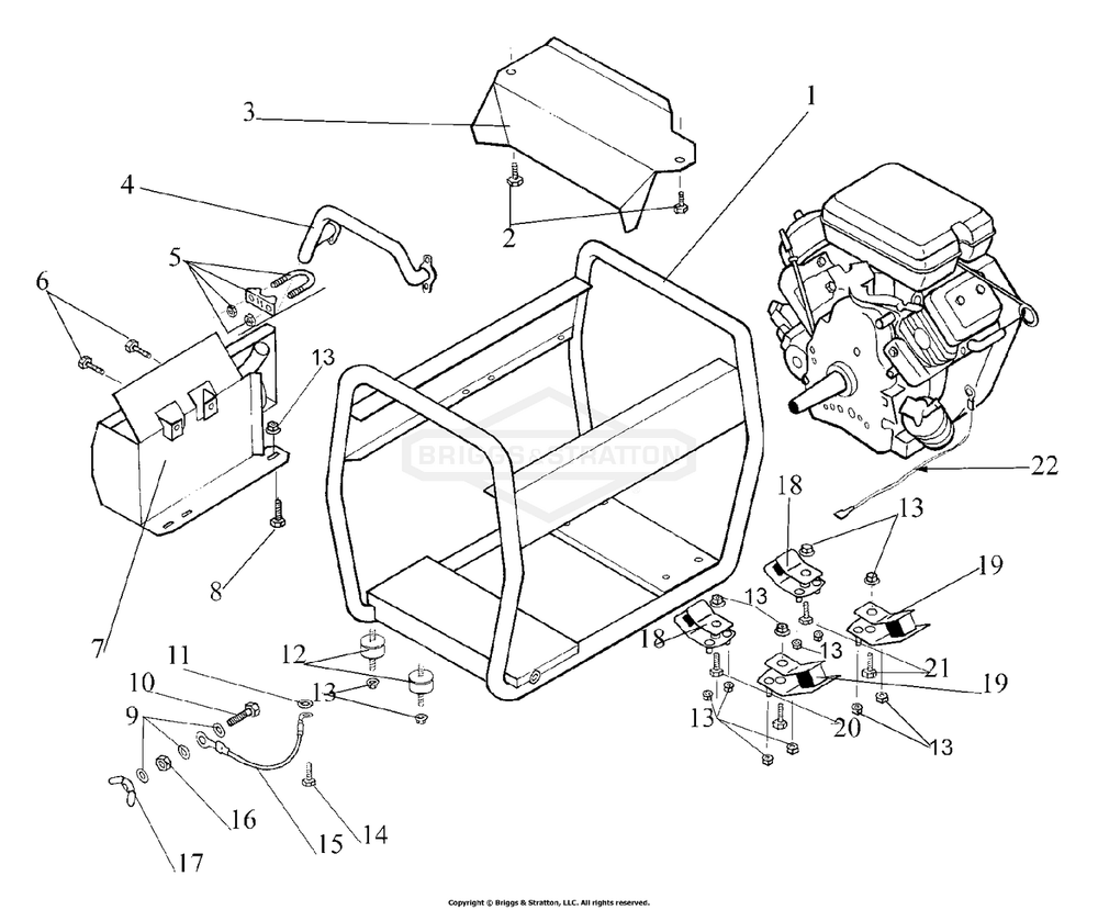 Frame And Fittings Diagram and Parts List for 1952-0  Briggs and Stratton Generator